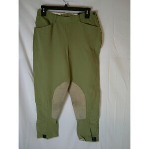Pytchley Women's Riding Breeches Green Tan Knee Patch Size 30x24